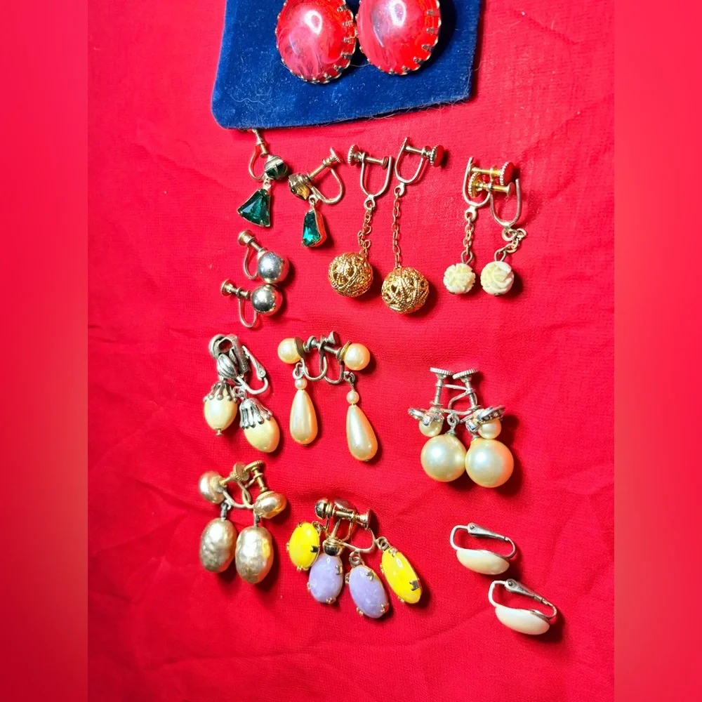 Vintage clip on and screw back earring lot West